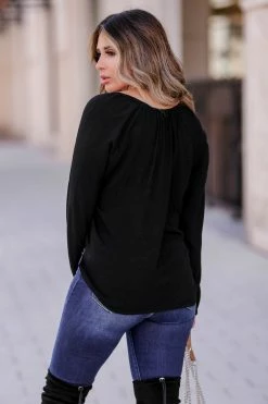 NK-01 CBRAND Pleasantly Surprised Peasant Top - Black