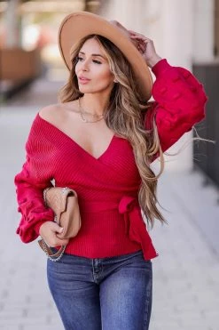 MA-01 CBRAND Summer's End Wrap Sweater - Berry