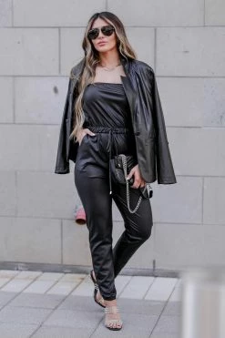 PR-01 CBRAND Back To Business Vegan Leather Blazer - Black