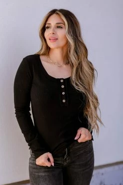 MA-01 Small CBRAND Sun Seeker Ribbed Long Sleeve Top - Black