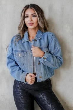 Mono B Magnetic Energy Cropped Denim Jacket - Medium Wash Outerwear