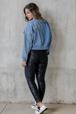 Mono B Magnetic Energy Cropped Denim Jacket - Medium Wash Outerwear