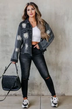 POL Electric Love French Terry Jacket - Vintage Black Outerwear