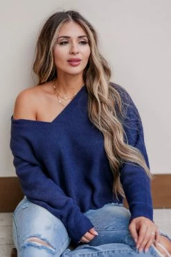 NK-01 CBRAND All Smiles Knit Sweater - Navy Small