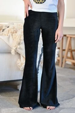 Chatoyant Walk Tall Corduroy Flare Pants - Black Bottoms