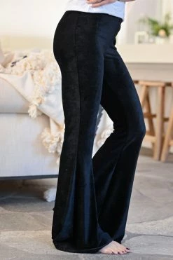 Chatoyant Walk Tall Corduroy Flare Pants - Black Bottoms