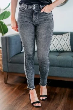 Bottoms KAN CAN Gracie Raw Hem Jeans - Vintage Black 15 Bottoms KAN CAN Gracie Raw Hem Jeans - Vintage Black