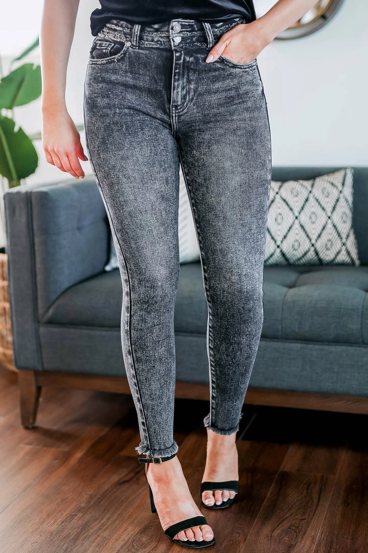 Bottoms KAN CAN Gracie Raw Hem Jeans - Vintage Black 3 Bottoms KAN CAN Gracie Raw Hem Jeans - Vintage Black