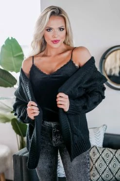 MA-01 CBRAND Cheers To The Details Cardigan - Black Small