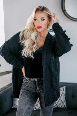 MA-01 CBRAND Cheers To The Details Cardigan - Black Small