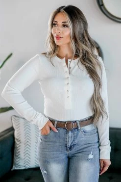 MA-01 CBRAND Warm Me Up Long Sleeve Bodysuit - White Large