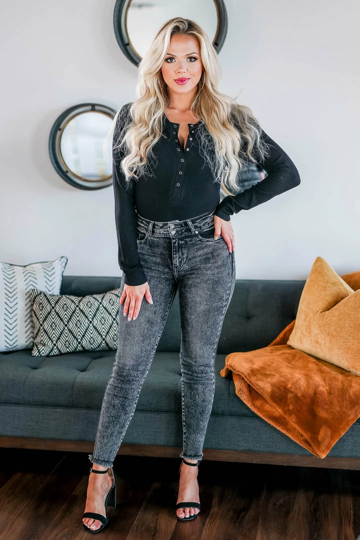 Bottoms KAN CAN Gracie Raw Hem Jeans - Vintage Black 8 Bottoms KAN CAN Gracie Raw Hem Jeans - Vintage Black