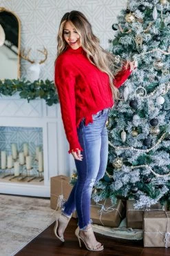 Newbury Kustom Small On The Mend Cable Knit Sweater - Red 11 Newbury Kustom Small On The Mend Cable Knit Sweater - Red