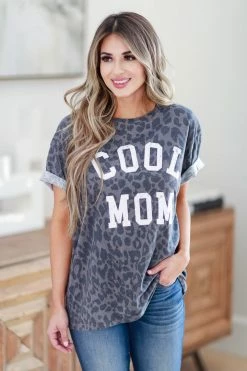 ZT Cool Mom Leopard Graphic Tee - Charcoal 10 ZT Cool Mom Leopard Graphic Tee - Charcoal