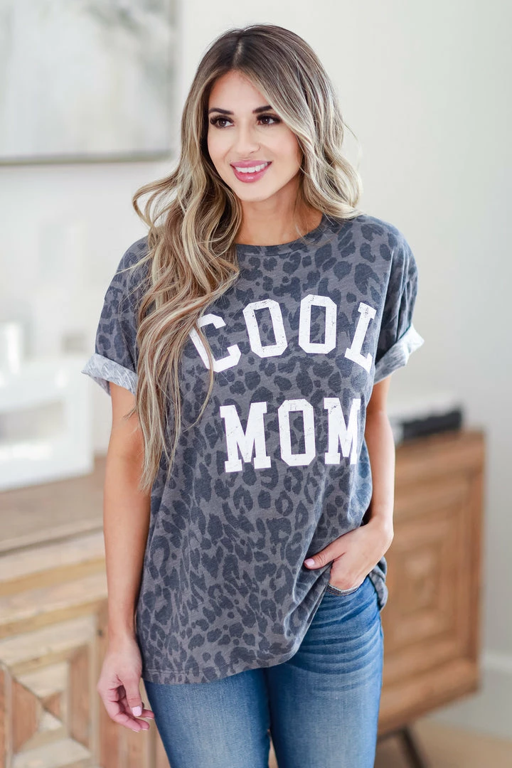 ZT Cool Mom Leopard Graphic Tee - Charcoal 6 ZT Cool Mom Leopard Graphic Tee - Charcoal