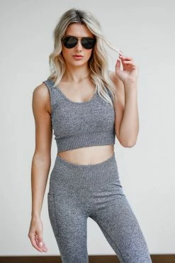Mono B Small Power Up Ribbed Activewear - Grey