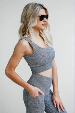 Mono B Small Power Up Ribbed Activewear - Grey