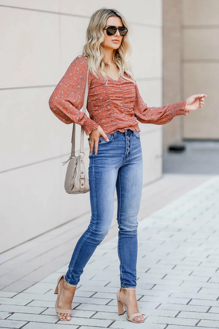 Promesa Romantic Notions Ruched Top - Rust Small 3 Promesa Romantic Notions Ruched Top - Rust Small