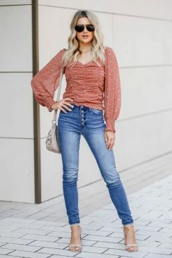 Promesa Romantic Notions Ruched Top - Rust Small