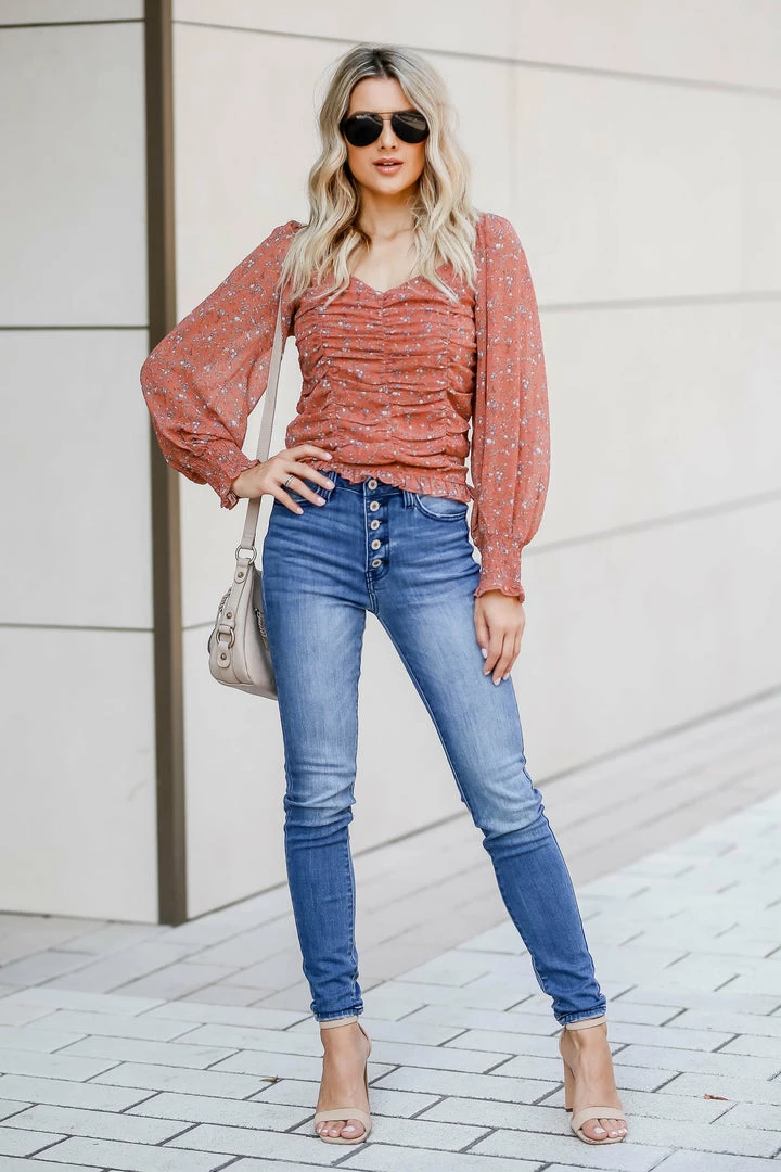 Promesa Romantic Notions Ruched Top - Rust Small 4 Promesa Romantic Notions Ruched Top - Rust Small