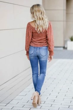 Promesa Romantic Notions Ruched Top - Rust Small 13 Promesa Romantic Notions Ruched Top - Rust Small