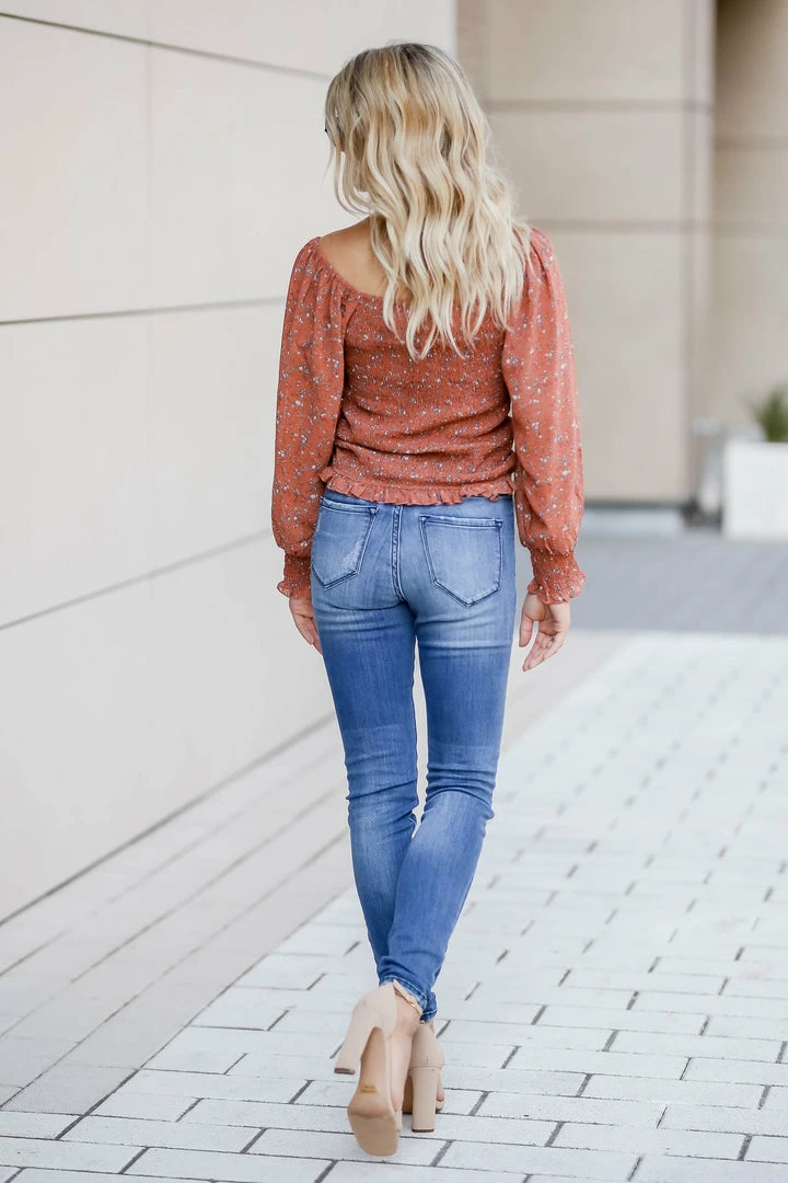 Promesa Romantic Notions Ruched Top - Rust Small 8 Promesa Romantic Notions Ruched Top - Rust Small