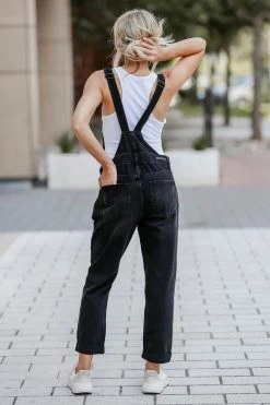 RN New Arrivals RISEN Valentina Distressed Overalls - Black