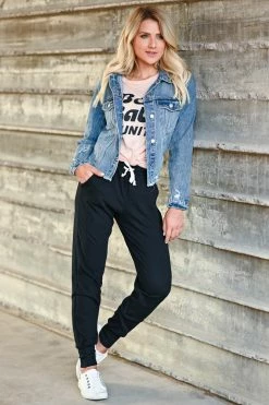 VERVET Cara Raw Hem Distressed Denim Jacket - Medium Wash Outerwear