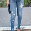 Bottoms VERVET Monica Distressed Skinny Jeans - Medium Wash