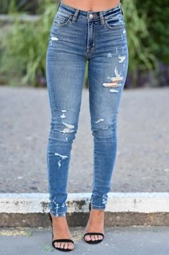 Bottoms VERVET Monica Distressed Skinny Jeans - Medium Wash 13 Bottoms VERVET Monica Distressed Skinny Jeans - Medium Wash