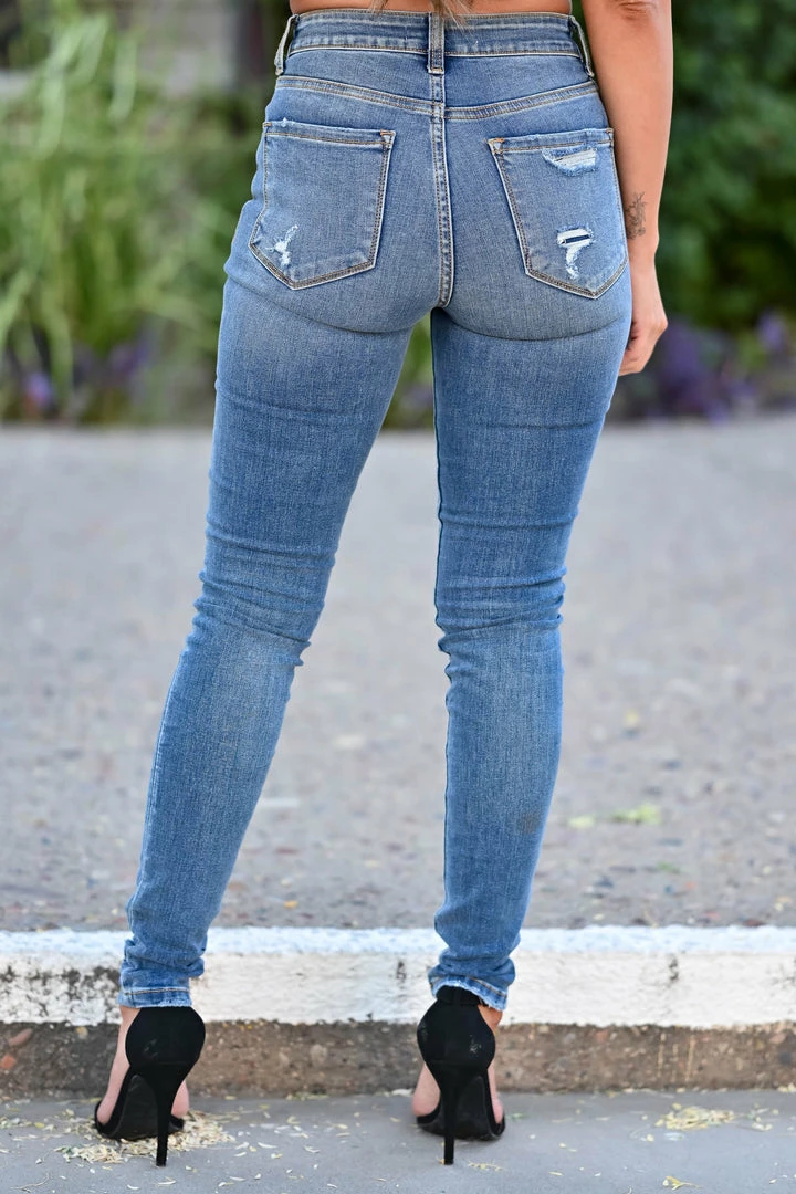 Bottoms VERVET Monica Distressed Skinny Jeans - Medium Wash 7 Bottoms VERVET Monica Distressed Skinny Jeans - Medium Wash