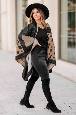 Fashionista Wishful Thinking Leopard Poncho - Brown Outerwear