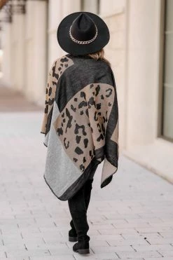 Fashionista Wishful Thinking Leopard Poncho - Brown Outerwear