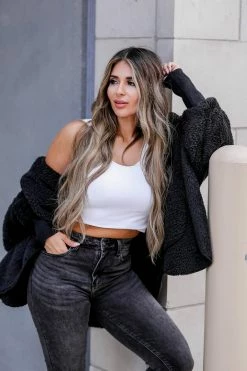 MA-01 CBRAND Stay Sweet Sherpa Cardigan - Black