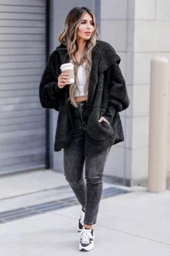 MA-01 CBRAND Stay Sweet Sherpa Cardigan - Black