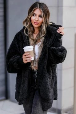 MA-01 CBRAND Stay Sweet Sherpa Cardigan - Black