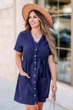 MA-01 CBRAND See You Again Dress - Navy Small