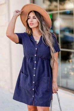 MA-01 CBRAND See You Again Dress - Navy Small