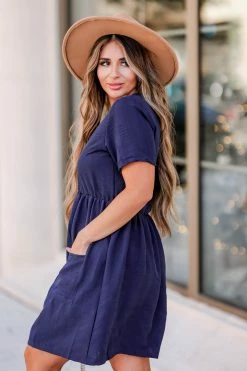 MA-01 CBRAND See You Again Dress - Navy Small