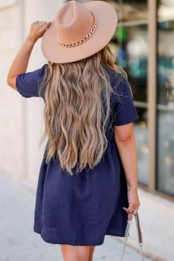 MA-01 CBRAND See You Again Dress - Navy Small