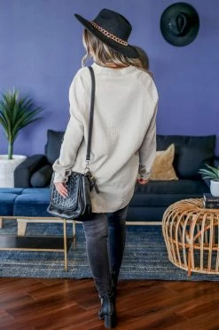 Newbury Kustom Large Soft Spot Button Front Tunic - Stone