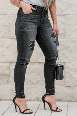 KAN CAN Mandy Distressed Skinny Jeans - Vintage Black