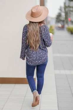 FirstLove Cherish You Floral Top - Navy