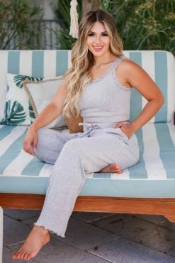 MA-01 CBRAND Beauty Sleep Ribbed Pajamas - Grey