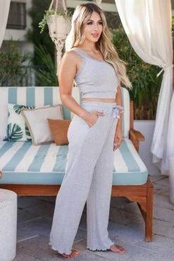 MA-01 CBRAND Beauty Sleep Ribbed Pajamas - Grey