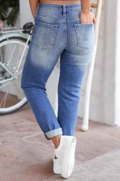 KAN CAN Sienna Girlfriend Jeans - Medium Wash New Arrivals