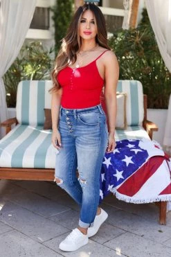 KAN CAN Sienna Girlfriend Jeans - Medium Wash New Arrivals