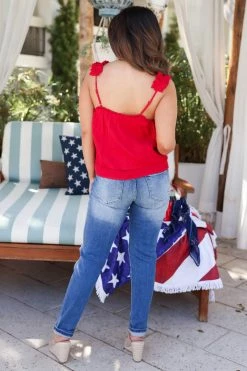 HLA Lucky One Ruffled Tank - Red 11 HLA Lucky One Ruffled Tank - Red