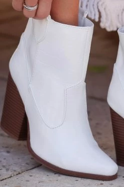 SLL New Arrivals Estelle Booties - Croco White