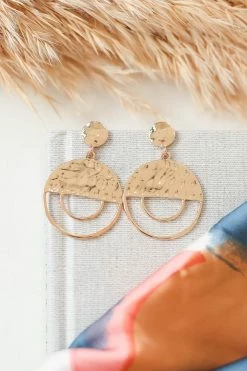 WW Cassie Hammered Round Earrings - Gold